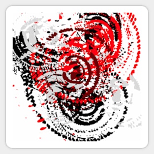 red black white silver grey abstract digital art Sticker